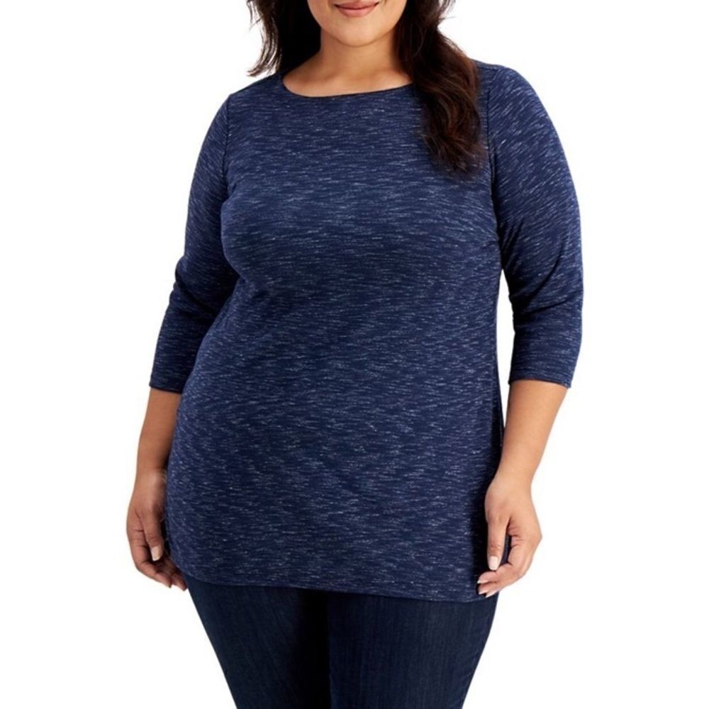 Karen Scott Space-Dye 3/4-Sleeve Plus Top women’s size 0X